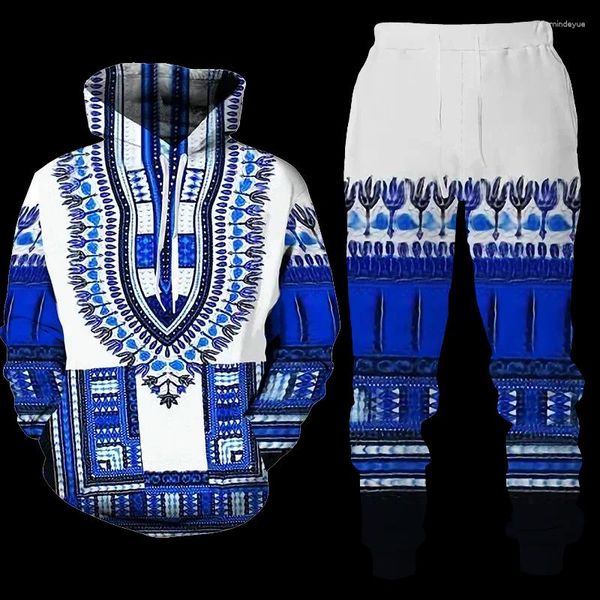 Tracksuits dos homens 2024 Africano Impressão Casal Hoodies Pant Tracksuit Homens Moda Manga Longa Roupas Outono Inverno Mulheres Roupas Ternos Casacos