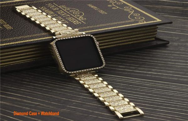 Bling Bantları Kılıflar Apple Watch Band 38mm 40mm 41mm 42mm 44mm 45mm kadınlar Glitter elmas koruyucu kapak IWATC4072614