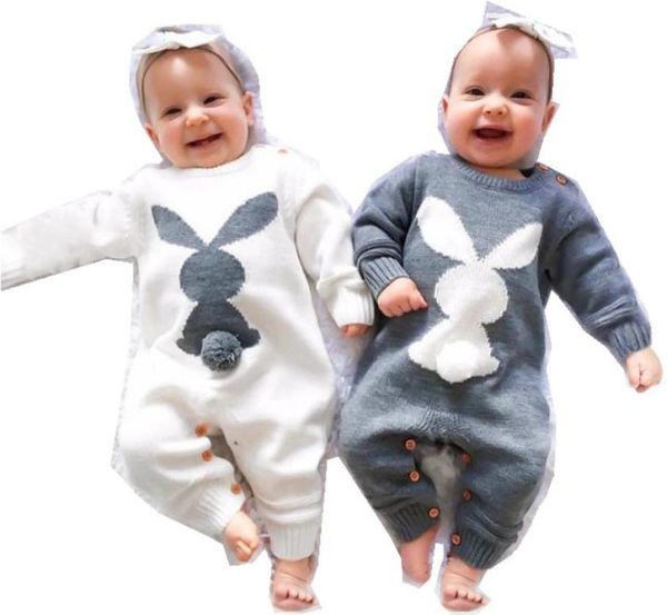Ins Baby Çocuk Tavşan Örtü Süveter Artıcılar Bebek Kızlar Yuvarlak Yaka Stereo Pompon Uzun Kollu Tulumlar Toddler Erkek Karikatür Cl3771827