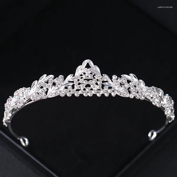 Fermagli per capelli Colore argento Strass Corone Diademi Fascia per capelli Festa di cristallo Principessa Prom Diadema Donna Accessori da sposa da sposa Gioielli