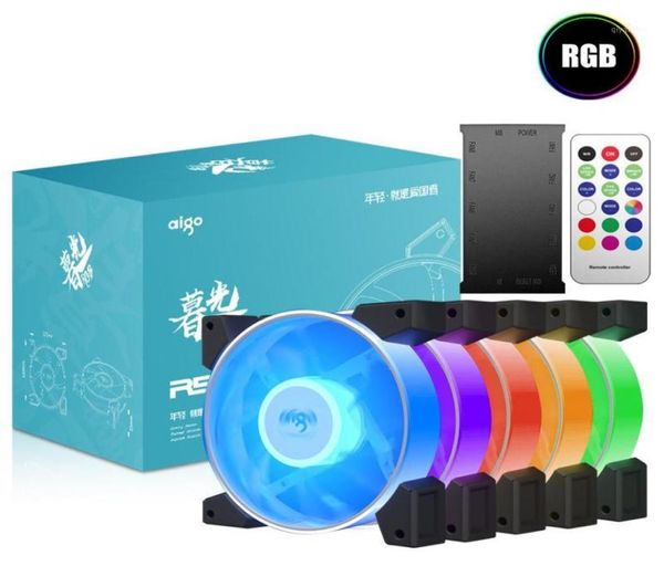 Fãs Coolings Aigo 4pin12v Aura Sync Rgb Fan Pack 120mm LED PC Desktop Computador Caso Silencioso CPU Cooler Cooling Heatsink Controlle3980834