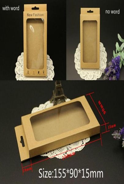 Promoção Pacote de Varejo Vazio papel kraft com bandeja interna Embalagem Para iPhone 6 Samsung Galaxy s4 s5 Celular Couro Duro C1891792