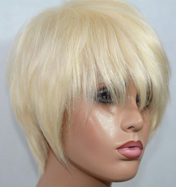 Vancehair 613 Bionda piena macchina per capelli umani parrucche corti capelli umani pixie taglio a strati Bob wigs6891439