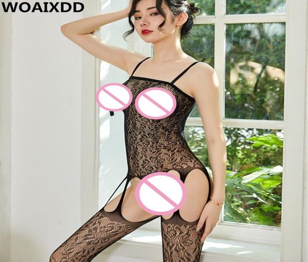 Fishnet pornô lingerie transparente erótico aberto virilha malha plus size feminino trajes sexy teddy baby doll nightwear roupas sutiãs set1694117