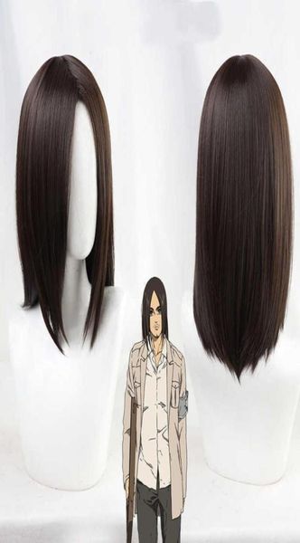 Titan Eren Jager Jager'a Yüksek Kaliteli Anime Saldırısı Sentetik Isıya Dayanıklı Koyu Kahverengi Peruk Cosplay WIG98920176118432