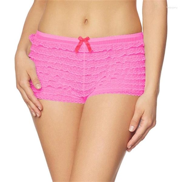 Calcinha feminina sexy plissado renda retro atrevido booty shorts dança bloomers malha babados pettipants