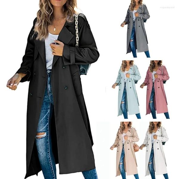 Casacos de Trench das Mulheres Mulheres Brown Windbreaker Casual Outerwear Inverno Casaco Longo