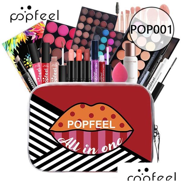 Make -up -Sets Popfeel Geschenkanfänger 24pcs in einer Tasche Lidschatten Lipgloss Lip Stick B Concealer Cosmetic Make -up Kollektion Tropfen DHMZI