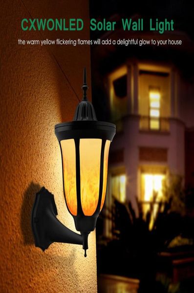 Neue LED-Taschenlampe, 96 LEDs, Sensor-Außenwandleuchte, IP65, wasserdicht, flackernde Flammen, Solar-Landschaftslicht für Garten, Weg, De1319509