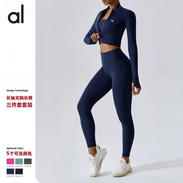 Lu Align Abiti da esterno per donna AL Outfit Tre pezzi Esercizio Set fitness attillato Tuta sportiva da palestra a vita alta Jogger Gry Lemon Lady Gry Sports Girls