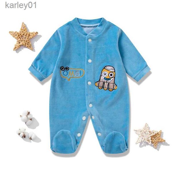 Footies Baby Footies Jungen Mädchen Bodys Neugeborenes Baby Unisex Oktopus Cartoon-Muster Brust Babykleidung 0 9 Monate hautfreundlich YQ240306