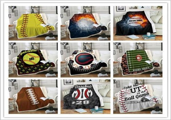 Cobertores de softball Cobertor de futebol de beisebol 3D impresso Swaddling Soccer Sports Carpet Sofá TV Ar condicionado Cobertores Folha de cama5885453