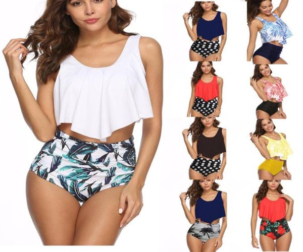 12 stili costumi da bagno donna vita pois bikini sexy stampa estate beachwear foglia di loto floreale bikini set reggiseno costume da bagno costume da bagno5396671