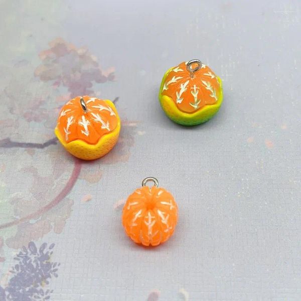 Encantos 10 pçs bonito pequeno fruto 3d resina laranja para brinco descobertas adorável pingente flutuante diy moda jóias fazendo