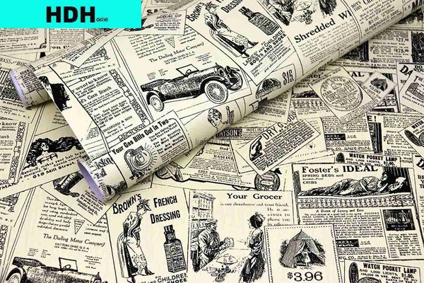 Tapeten, Vintage-Zeitung, zum Abziehen und Aufkleben, abnehmbare, selbstklebende Tapete, wasserfester Stempel, Desktop-Renovierung, rustikaler Stil, L2403