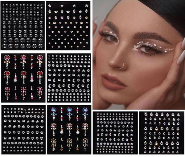 Temporäre Tattoo Party Strass Make-Up Werkzeug Kinder Gesichts Augenbraue Auge Aufkleber Stirn Kinder Gesicht Aufkleber Acryl Edelstein Nagel Stic2256296