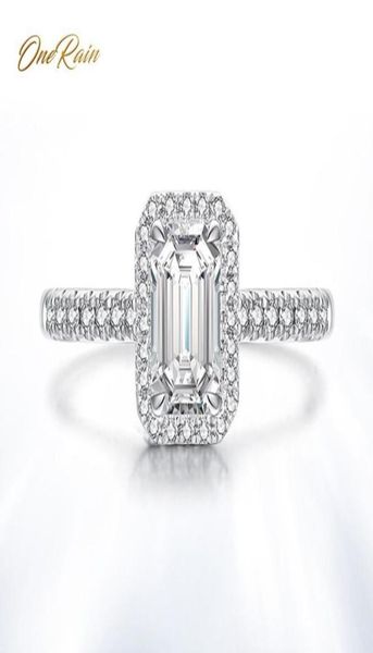 Onerain clássico 100 925 prata esterlina criado moissanite diamantes cristal pedra preciosa noivado anéis de casamento jóias inteiras y8403273