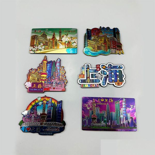 Kühlschrankmagnete, städtischer Tourismus, Souvenir, Aluminiumfolie, magnetischer Kühlschrankaufkleber, Shanghai, Drop-Lieferung, Hausgarten, Dhgdh