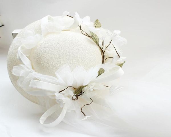 2019 Echte Braut-Hochzeitshüte Feis Whole Sweet Bowtie Gaze Hat Bride Wedding Accessoire Po Shoot Album Dress Access8307739