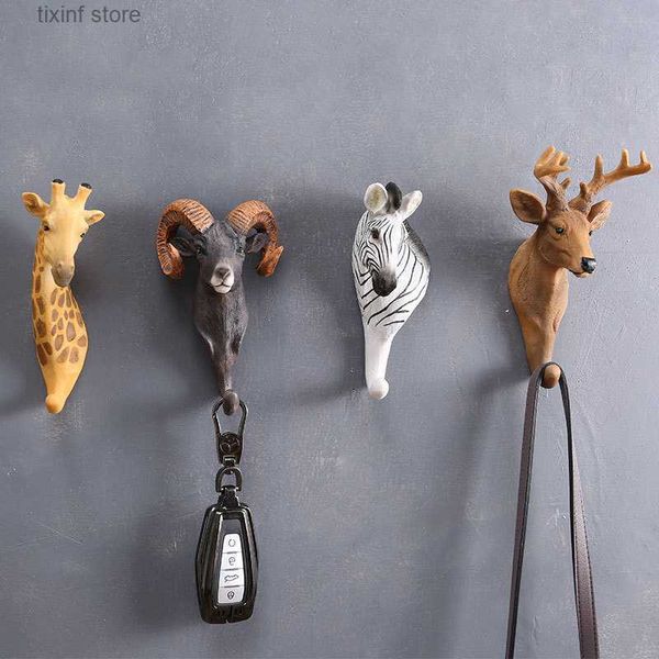 Oggetti decorativi Figurine Americani animali tridimensionali ganci foyer camera da letto porta di stoccaggio decorazione della parete decorazione della parete ganci testa di cervo T240306