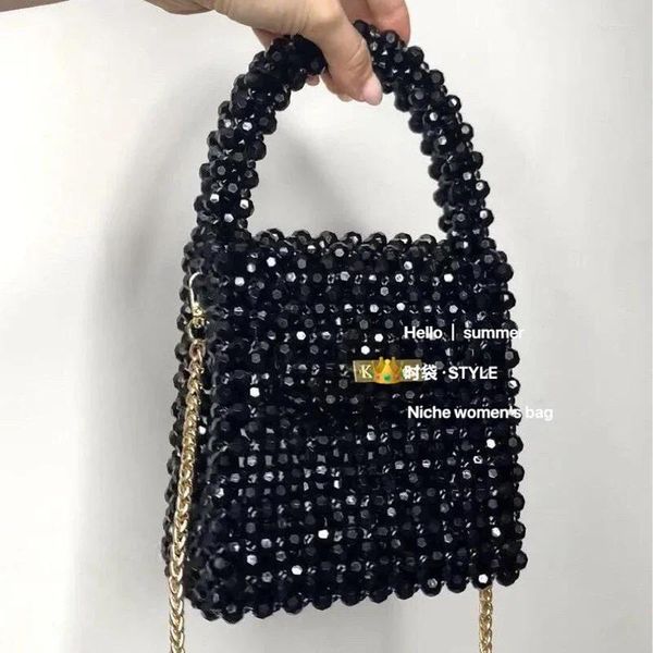 Akşam çantaları akrilik el dokuması boncuklu zincir crossbody çantası ins yüksek kaliteli ünlü çanta özelleştirilmiş kristal