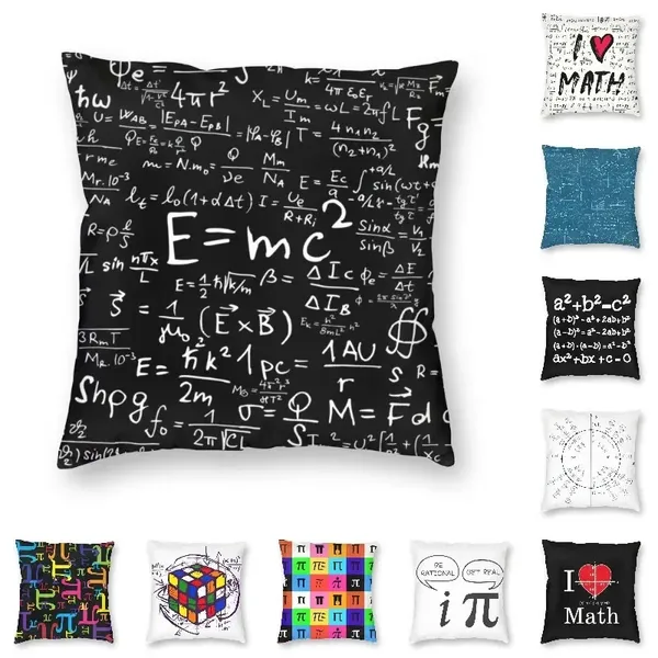 Travesseiro fórmulas de matemática símbolo de matemática quadrado fronha decoração de casa ciência física professor presente s lance caso para sofá