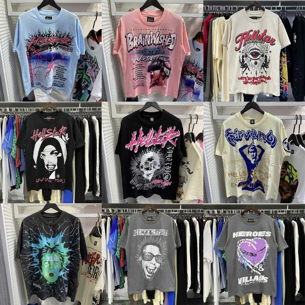 Maglietta Hellstar Uomo Donna Designer Maglietta stile Hip Hop di alta qualità maniche corte Stampa lettera Maglietta Hellstar girocollo Taglia S-XL