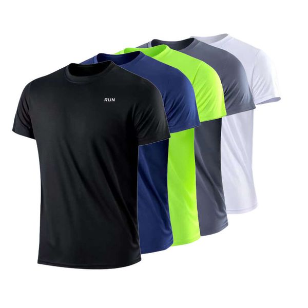 Schnell trocknendes Kurzarm-Lauf-T-Shirt für Herren, feuchtigkeitsableitend, Rundhals-T-Shirt, Training, Übung, Fitnessstudio, Sport-Shirt, Oberteil, leicht