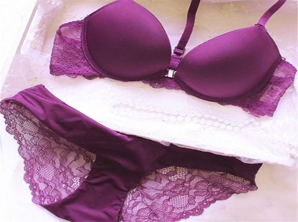 Reggiseno push up senza cuciture con chiusura frontale in pizzo da donna, retro a vogatore, perizoma6156061