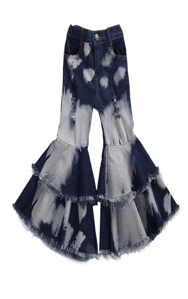 Abbigliamento per bambini Bambino Bambino Bambini Bambini Ragazza Vestiti Pantaloni con fondo a campana Pantaloni jeans denim svasati Pantaloni con foro a strati 27T2196525