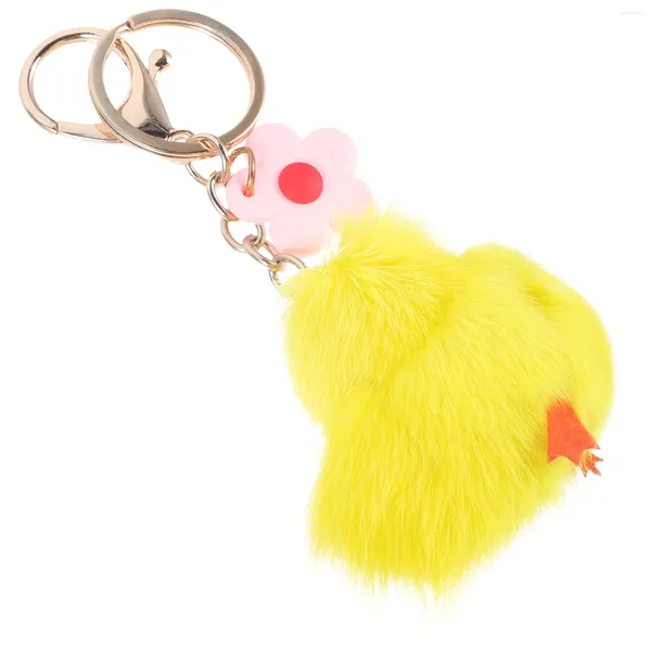 Portachiavi Gatuida Portachiavi pulcino di peluche per bambini Kawaii Animali soffici Portachiavi Ciondolo Ornamento appeso Fiore giallo