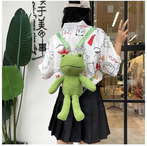 Niedlicher hässlicher süßer Frosch-Puppen-Rucksack, koreanische Version, personalisierte Mädchen-Herz-One-Shoulder-Umhängetasche, Cartoon-Plüsch-Tasche