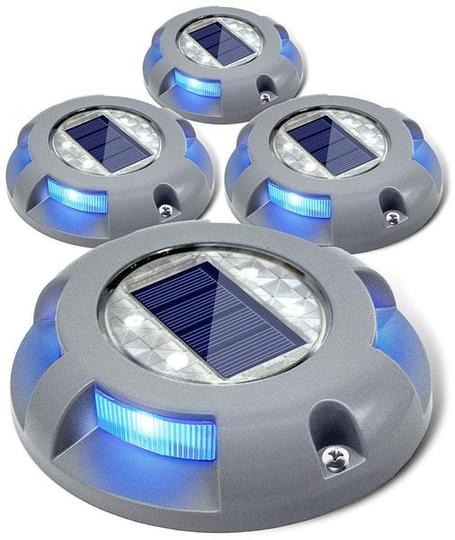 Luci solari blu per esterni Dock per vialetto Luce a LED Indicatori stradali impermeabili per esterni per gradini Marciapiede Scala Giardino Via terra Yard9654791