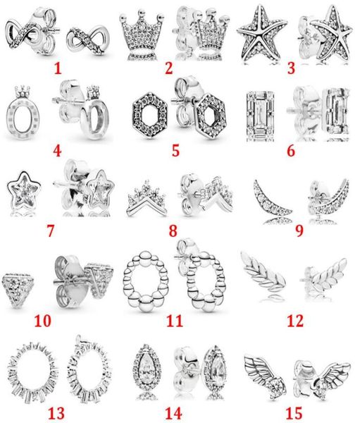 2022 925 Sterling Silver Stud Glacier Beauty Crown Series Water Drop Hexagon Angel Stud Brincos Charme Fazendo Moda DIY Jóias 1727615