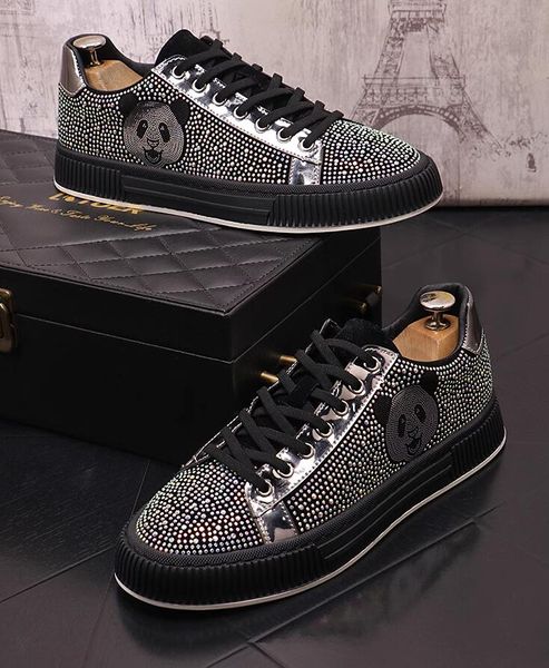 Designer Cartoon Sneakers Herren Strass Schuhe Slip-on Sneaker Glitzer Low Top Freizeitschuh Neue Löwenzahn Spikes Flache Lederschuhe