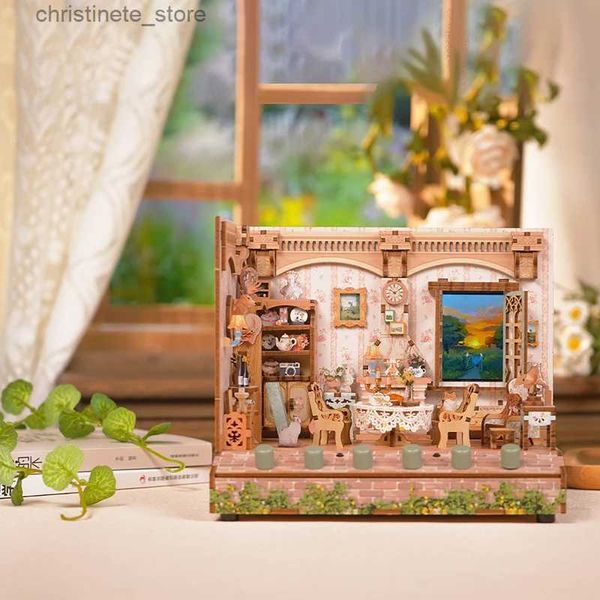 Architettura/Casa fai da te Case delle bambole in legno fai-da-te Garden Time Casa Kit di costruzione in miniatura con suono musicale Alimentazione USB Casa delle bambole per ragazze Regali di compleanno