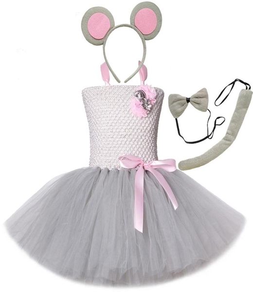 Costumi da topo grigio Vestito da tutu per ragazze Costume da animale per bambini Abiti di Halloween per bambini per ragazze Vestiti per bambini per la festa di compleanno 21033547946