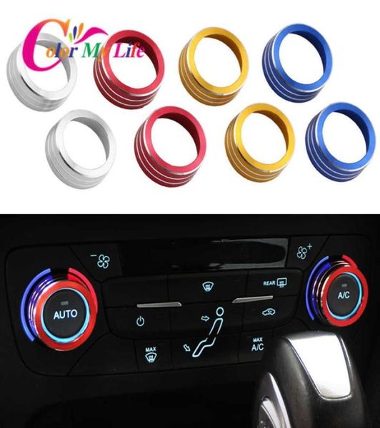 2 pçs carro ac interruptor de controle calor botão anel capa para ford focus 3 mk3 2014 2015 2016 2017 sedan st acessórios 1894264