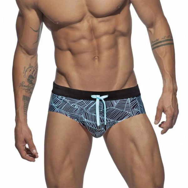 Badebekleidung Männer Badebekleidung sexy Schwimmstau Slips Low Taille Herren Blatt Badekoffer Kurzmann Mann Badeanzug Strand Beach Bikini Surfing Shorts