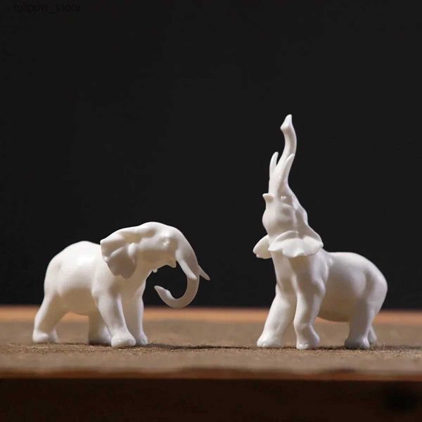 Dekorative Objekte Figuren China Weißer Elefant Blanc De Chine Kunstwerk Dehua Keramik Kunsthandwerk Mini Tierfigur Kunstsammlungen Neo Chinesisches DekorL240306