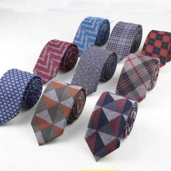 Linbaiway Herren-Krawatten aus wolleähnlichem Stoff für Herren, gestreifte Baumwolle, schmale Krawatte, schmale Business-Krawatten für Herren, Corbatas, individuelles Logo345z