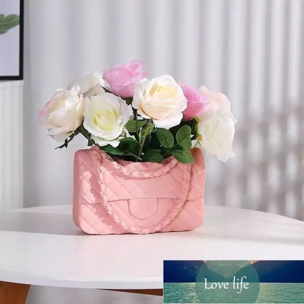 Casa di lusso bianca borsa da donna resina vaso di fiori ornamenti borsa di marca vaso scultura artigianato ornamento soggiorno arredamento