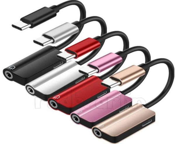 2 in 1 Typ C o Ladekabel Adapter USBC auf 35 mm Klinke Adapter für Samsung Xiaomi Letv andriod phone4014355