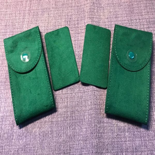 Novo estilo caixas verdes 2 serviço autêntico veludo relógio de bolso de viagem bolsas266g