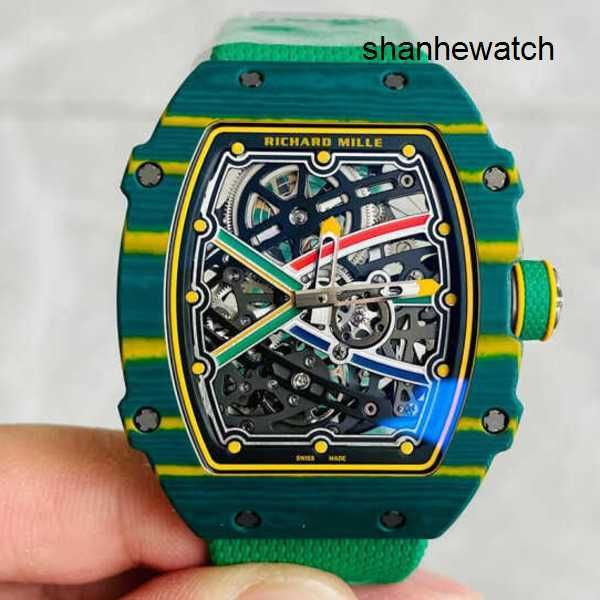 Женские часы Спортивные часы RM Watch Rm67-02 Series Rm6702 Ntpt Ультратонкий с полой задней частью Прозрачный механизм Одиночный хронограф