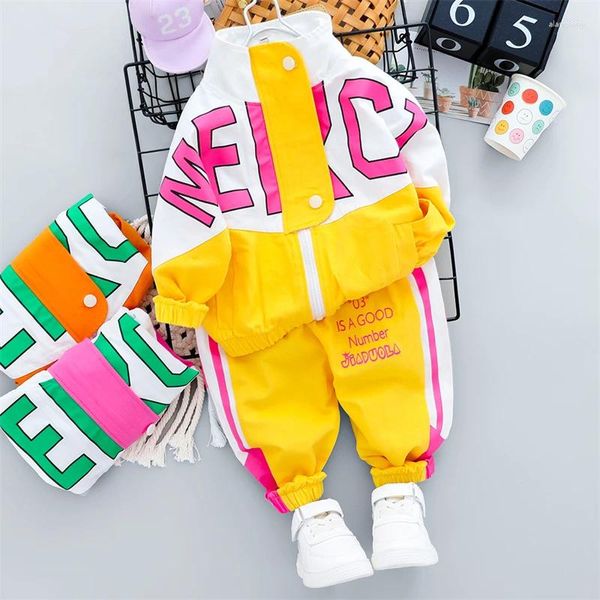 Комплекты одежды Детский осенний комплект одежды Костюм для маленьких девочек Детский модный топ с надписью Брюки 2 предмета Спорт для маленьких мальчиков 0, 1, 3, 4 лет