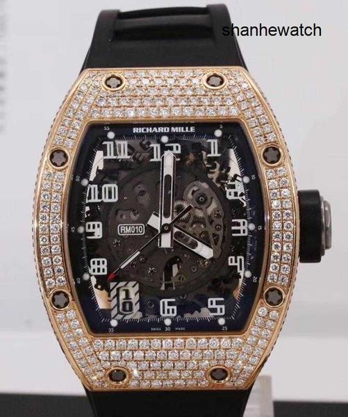 Zeitlose Uhr Elegance Uhr RM Uhr Rm010 Serie Rm010 Rose Gold Rückseite Diamant Handgelenk Chronograph Uhr