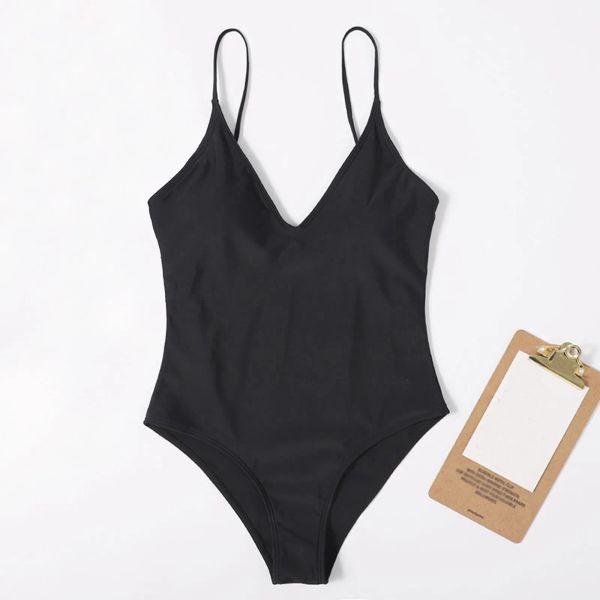 Roupa de banho brasileira sexy feminina um pedaço maiô tankini preto quente vermelho sólido push up cintura alta maiô bodysuit ternos de natação