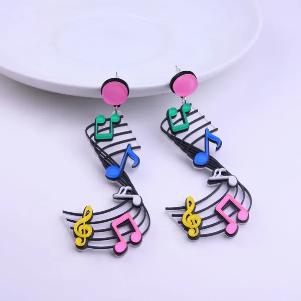 Orecchini pendenti Pianoforte nero Note musicali colorate Accessori per le donne Moda Lungo Grande regalo Pendientes Mujer