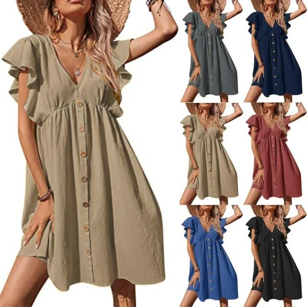 Vestidos de verão vestido de maternidade sexy mulheres grávidas beach wear vestidos mulher vneck cintura alta saia sólida roupa de maternidade foto roupas